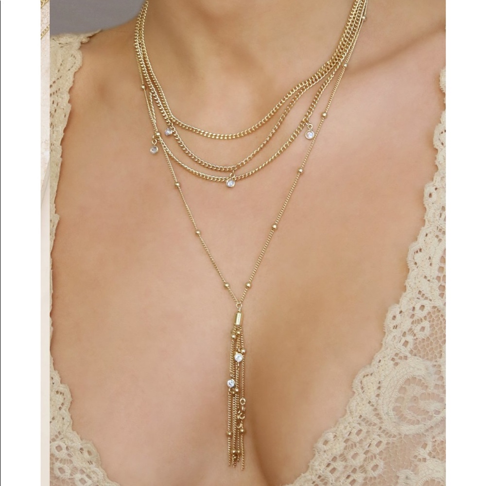 NWOT Ettika | Layered Tassel 18k Plated Necklace